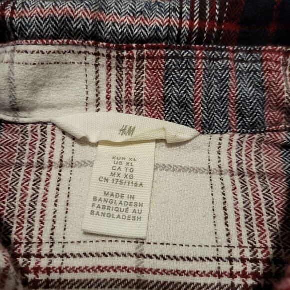 H&M Oversized Flannel Shirt Jacket with Side Pockets Womens XL - Picture 6 of 9